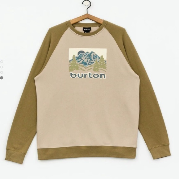 Burton Weir Sweatshirt Fleece Crew Neck Pullover Raglan Landscape Outdoor Tan S - Picture 12 of 12